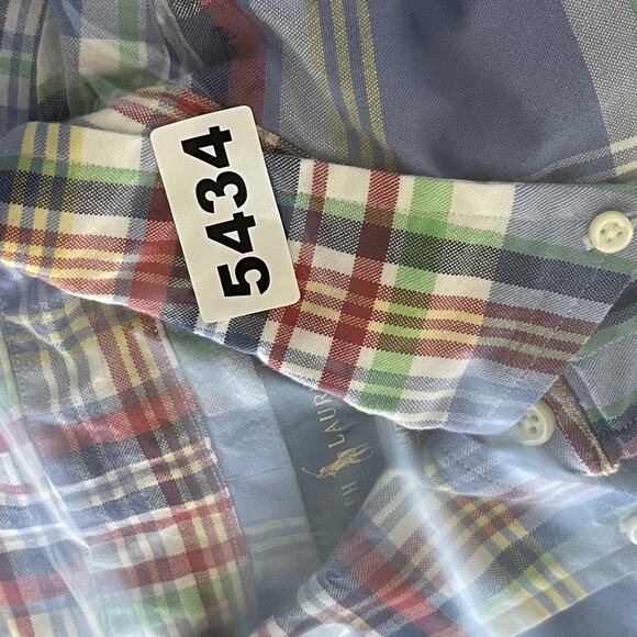 Ralph Lauren Stretch Oxford Shirt Mens Large Plaid Slim Fit Button Down Pony - Picture 13 of 13